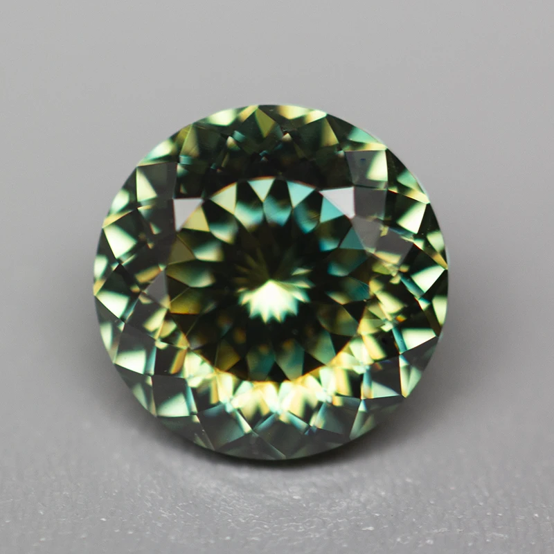 GRA 인증서가 있는 모이사나이트 루즈 스톤 다이아몬드, 그린 라운드, 100 면 컷, 1.0ct, 신제품