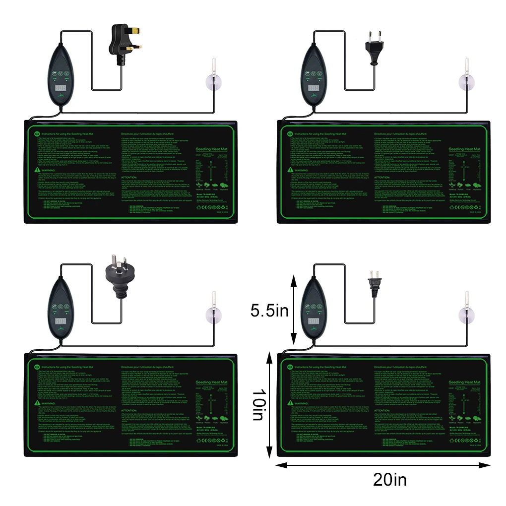 20 inch x 10 inch Garden Accessories Nursery Seedling Heat Mat with temperature controller