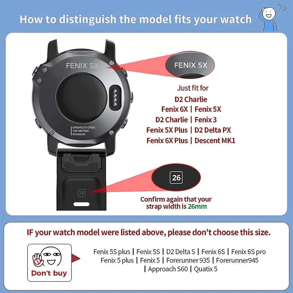 Premium Silicone Watch Strap - QuickFit Design, 22mm/26mm