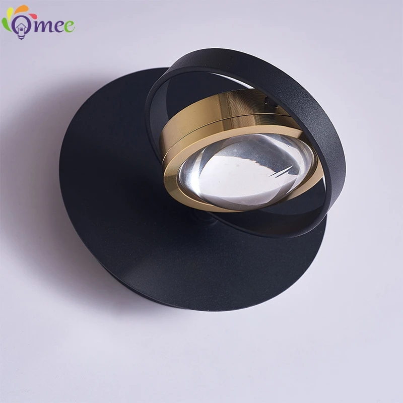 New Rotating Modern LED Wall Lamp Eye Protection Spectrum Black/White Background Wall Lamp For Indoor Lighting Bedroom sconce
