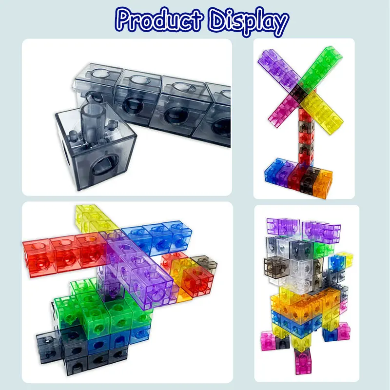Kids Transparent Blocks Link Cubes Montessori Toys Math Learning Logical Thinking Constructs Cube Sensory Games Educational Toys - 4