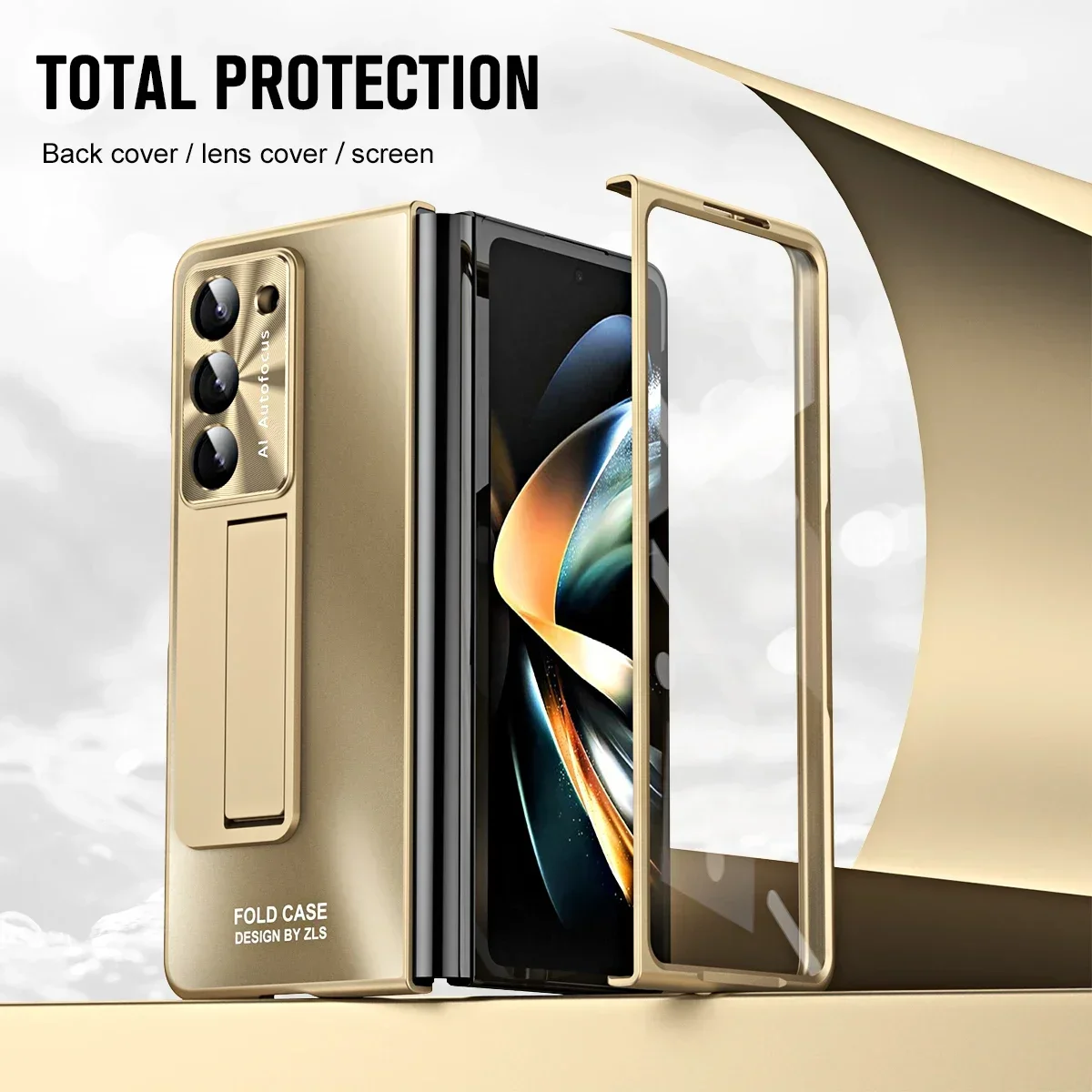 Plating Hinge 360° Shockproof Kickstand Case with Pen and Full Screen Protector