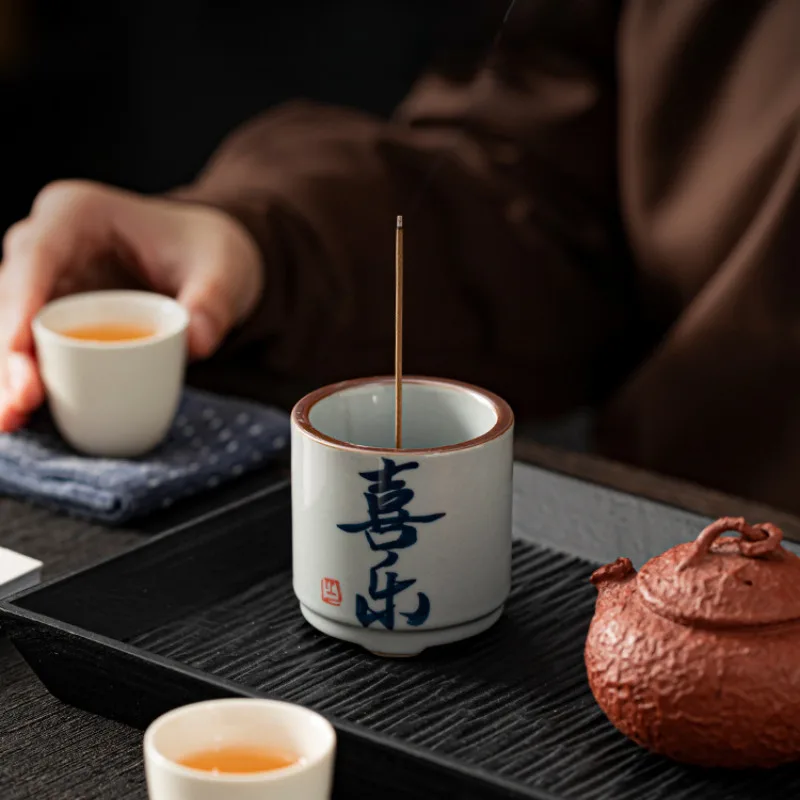 Handwritten Calligraphy Grass Ash Incense Sticks Base Zen Censer Burner Holder Chinese Incense Burner Aromatherapy Utensil Craft