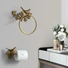 Luxury All-Copper Bathroom Accessories Retro Brass Bird Towel Ring Clear Texture Punch-Free Towel Holder Antique Bathroom Ac 2