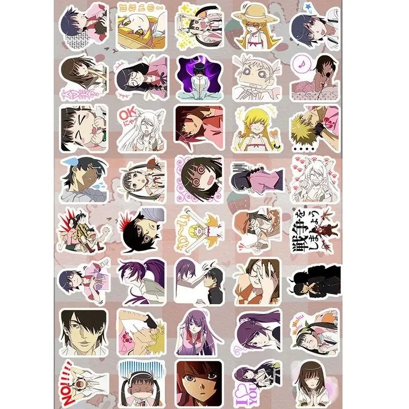 Bakemonogatari Anime Sticker Araragi Koyomi Hachikuji Mayoi Nisemonogatari Kawaii Stickers Stationery IPad Phone Case Decorative