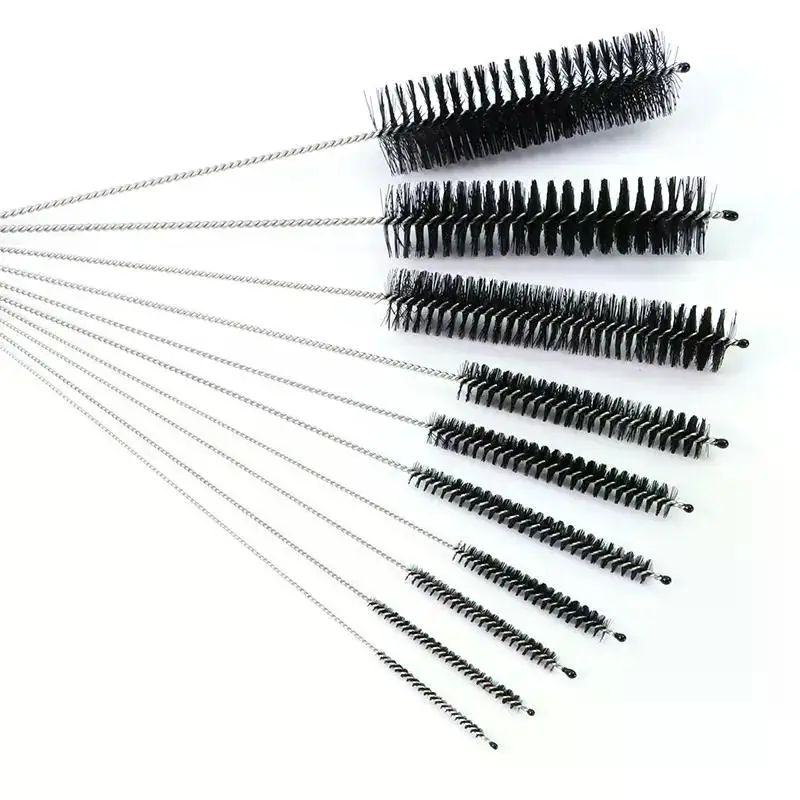 10pcs Set Stainless Steel Soft Hair Brush Pipette Test Tube Baby Bottle Brush bottle brush bottle cleaning brush cleaning brush cleaning brush set Multifunctional Household Cleaning Tools Set