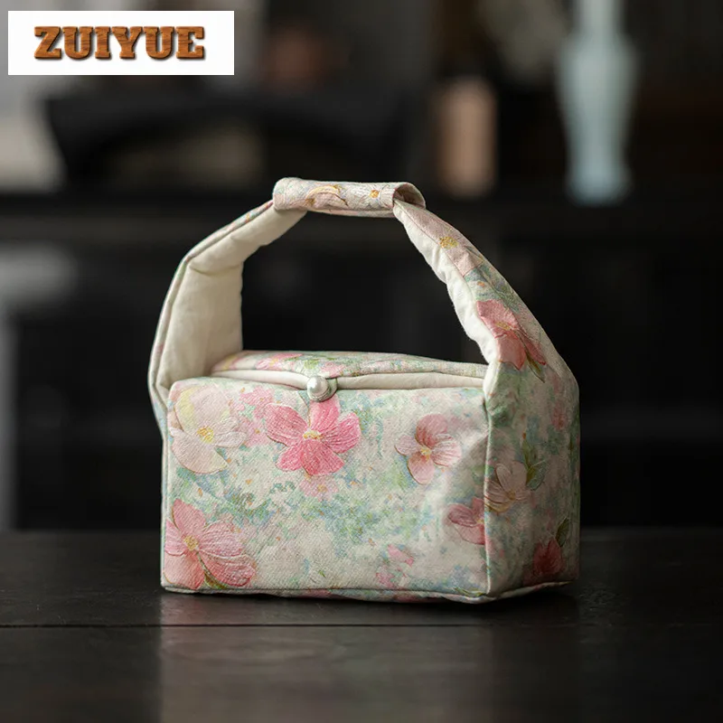 Handmade Fabric Monet Style Tea Cozies Luxury Tea Cozy For Teapot Portable Bag Travel Set Bag Chinese Set Accessories