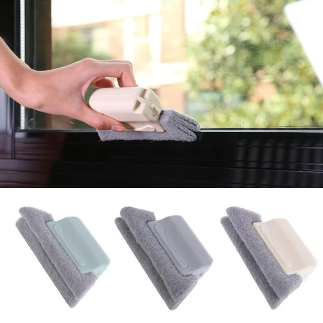 Creative Window Groove Cleaning Brush, Hand-Held Crevice Cleaner Tools, Fixed Brush Head Design Scouring Pad Material for Door, Window Slides and Gaps