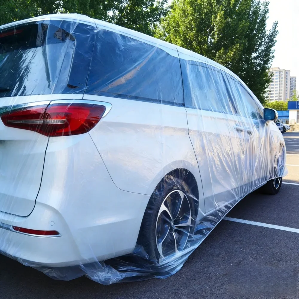 Disposable Transparent Car Cover Universal PEVA Dustproof Scratch Elastic Dust Cover Car Exterior Protection Accessories