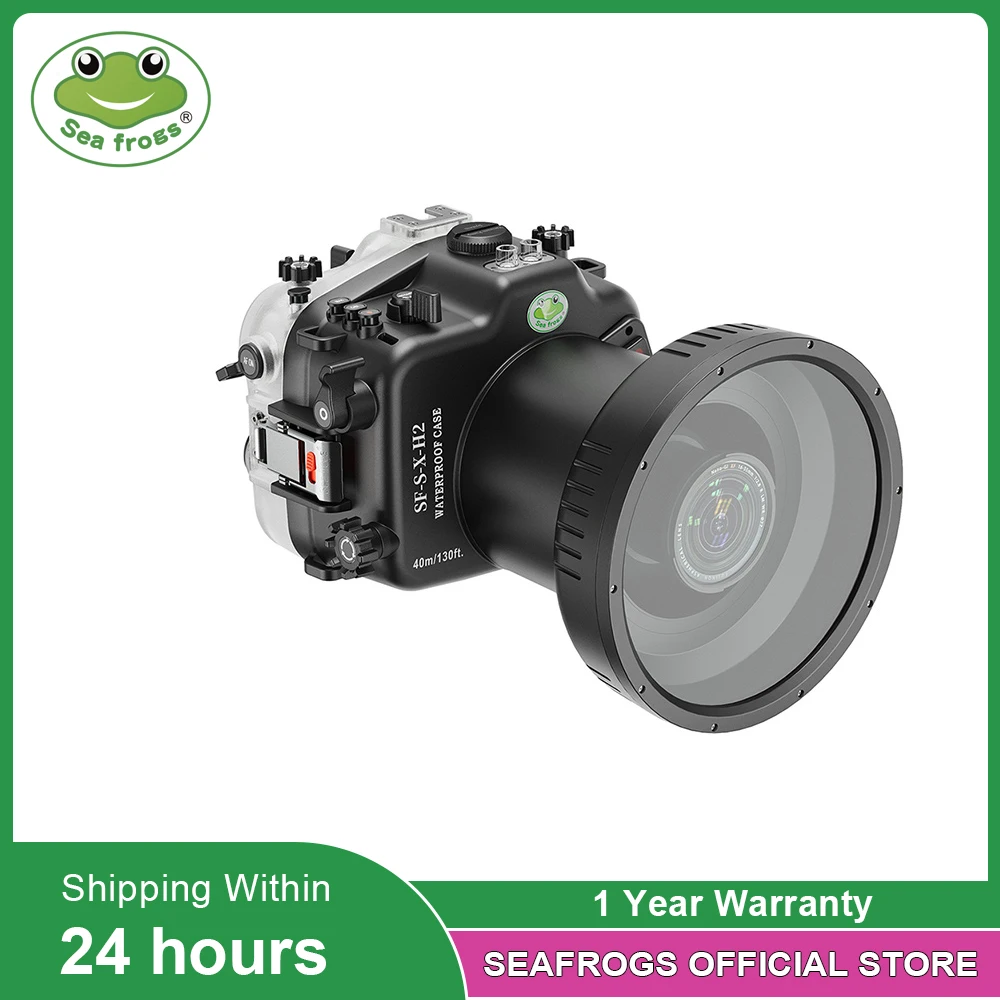 Custodia Per Immersione Seafrogs Aquabox Con 6 "Porta Standard Piatta Lunga Per Obiettivo Fujifilm X-H2/X-H2S Xf 16-55 Xc16-50 Xf18-55