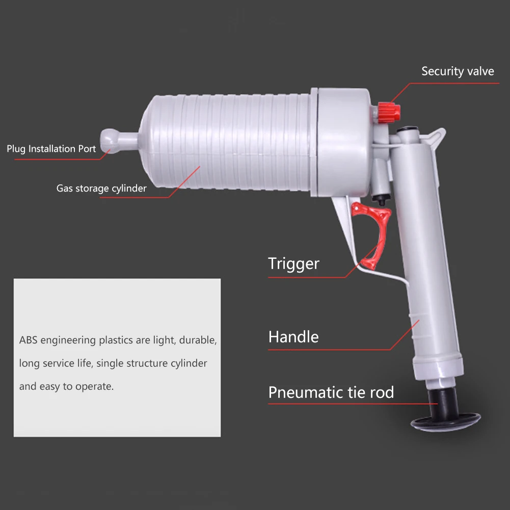 ABS Splash-proof Pipe Dredger Bathroom Cleaner Toilet Dredge Plug Air Power Pump Blockage Remover Sink Plunger Cleaning Tool