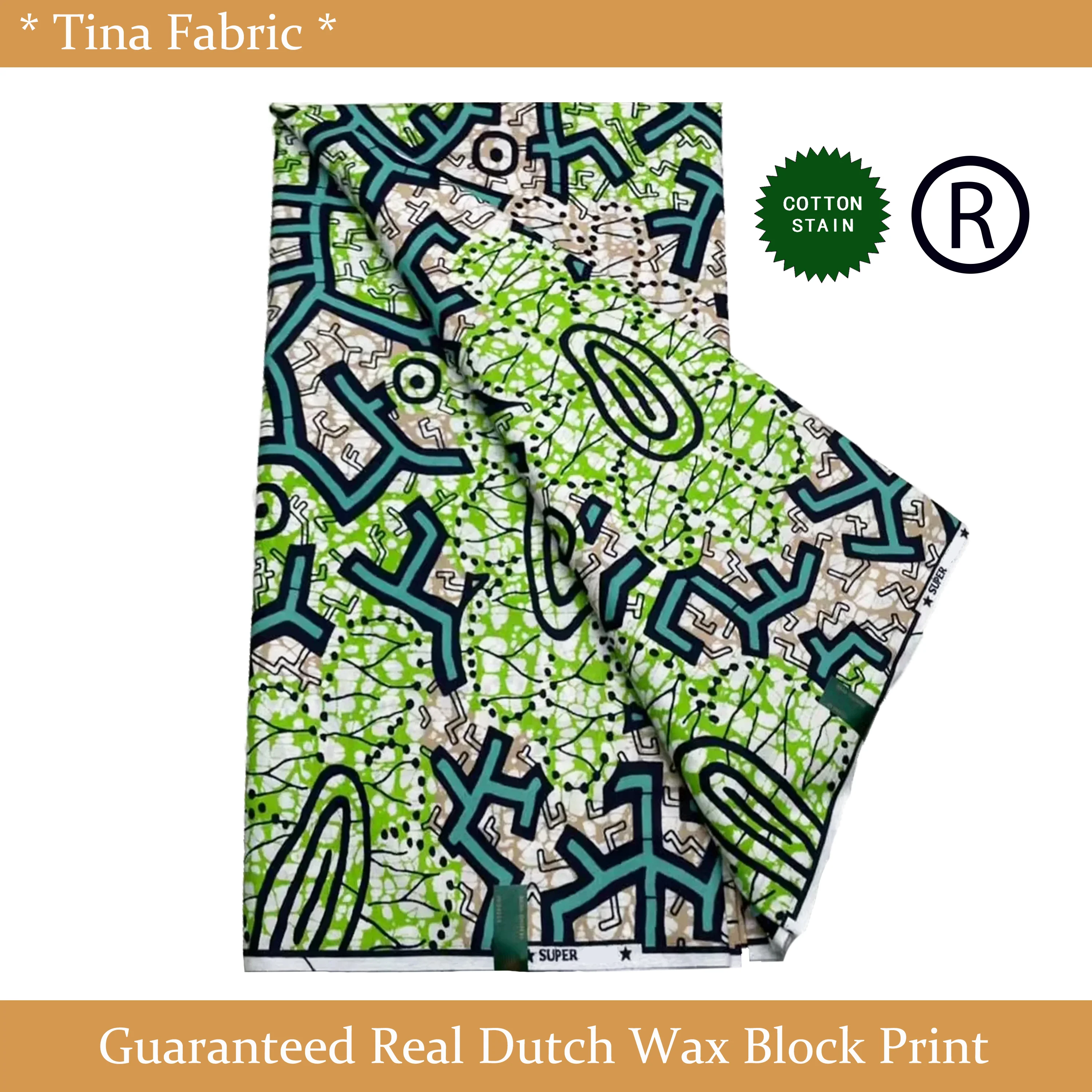 AfricanWaxFabric100CertifiedAfricanWaxPrintFabric6Yards