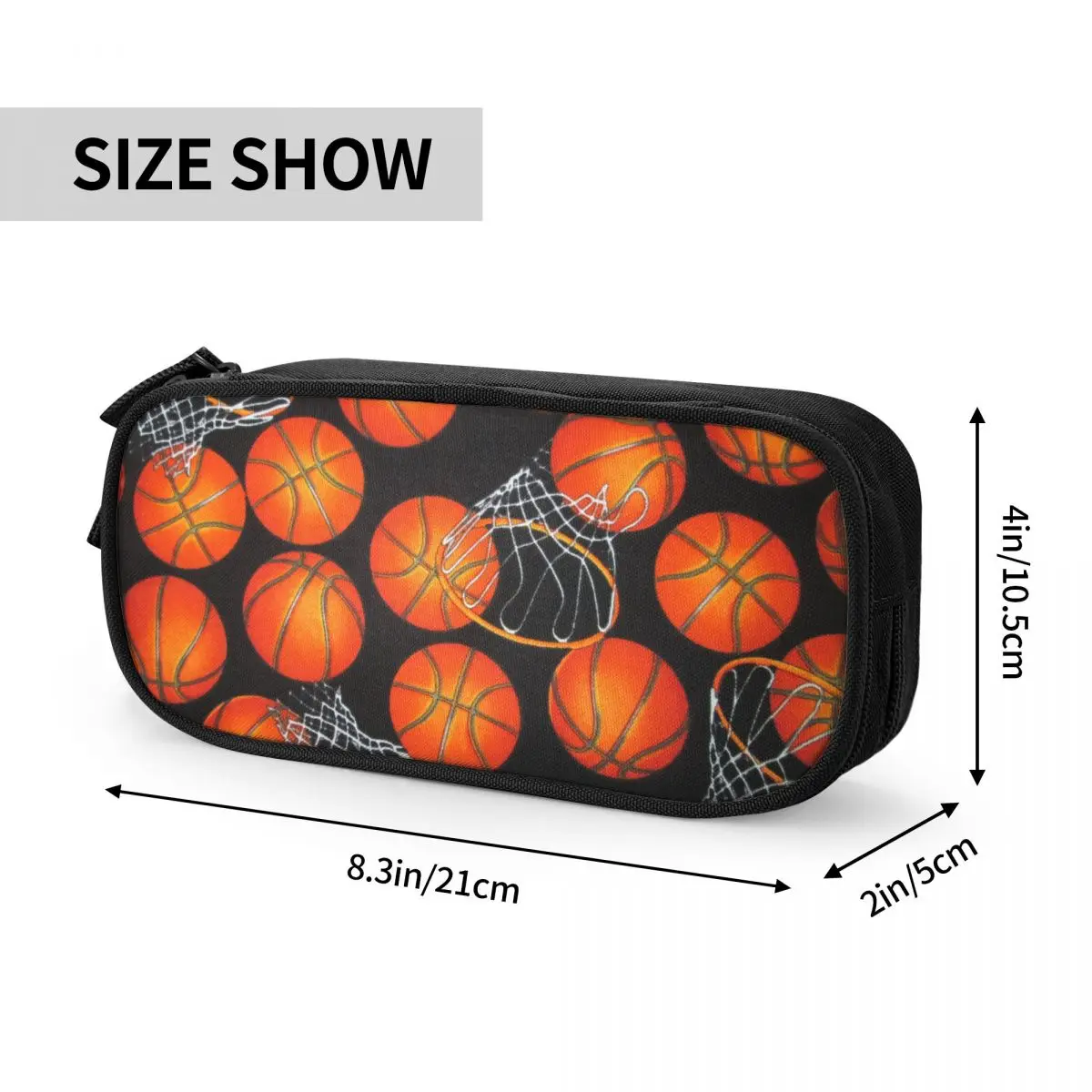 Basketball Dots Round Cute Pencil Case Girls Boys Large Capacity Physical culture Pencil Pouch Student School