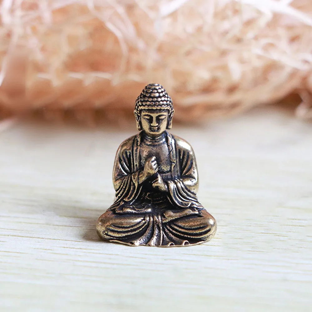 

1Pcs 2.9x2.4cm Mini Buddha Statues Copper Buddha Sculpture Fengshui Figurine Metal Copper Sitting Miniature Home Decoration