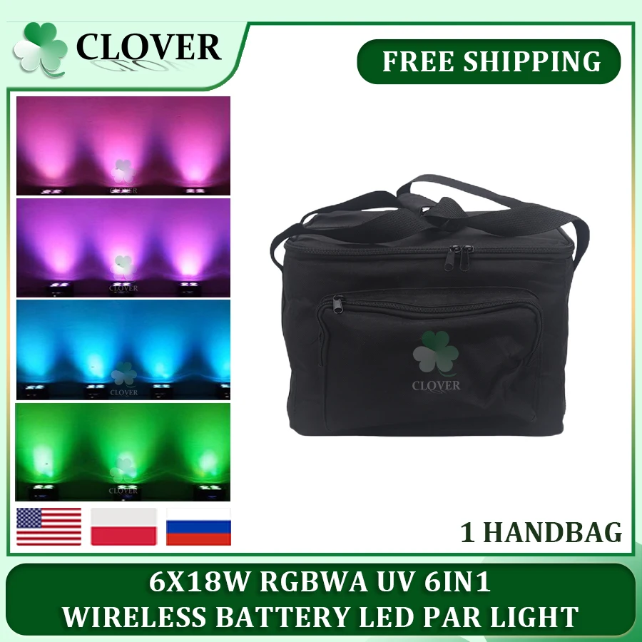 

No Tax 1pcs Bag For Battery Operated Wedding Uplight 6x18w RGBWAUV Led Wireless DMX Wifi Remote Control Dj Par Sound Party