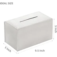Tissue Box Cover PU Leather Rectangular Tissue Box Case Organizer Holder for Vanity Countertop, Night Stands, Livingroom, Office 2