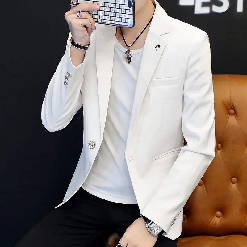 Men handsome character stealth gauze teenagers light color fashion leisure business blazer