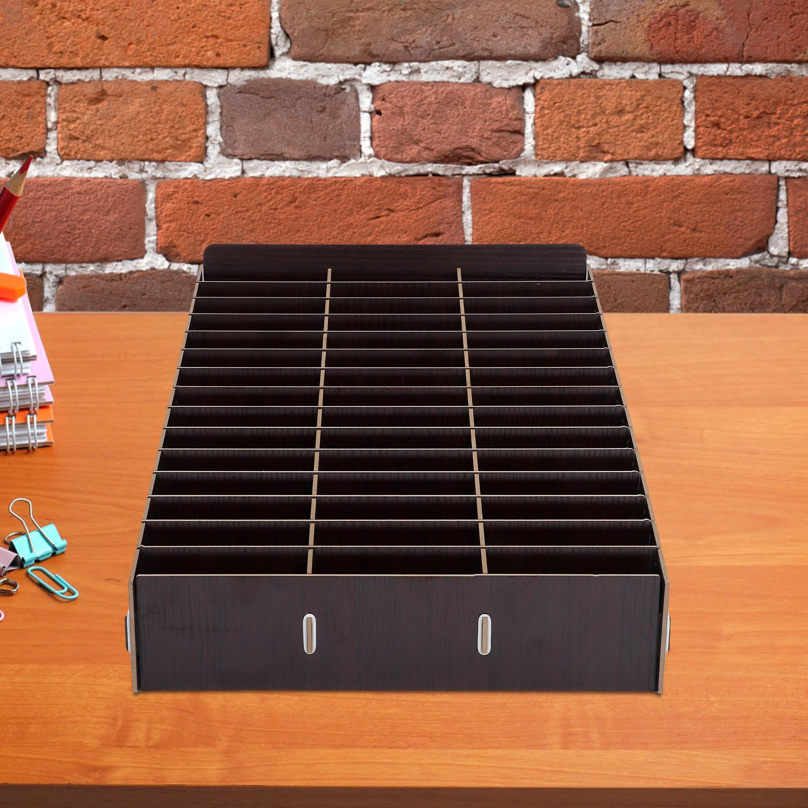 Mobile Phone Storage Box Wood Stand Desk Organizer Cell Holder Classroom Telephone Maple Staff Locker 3