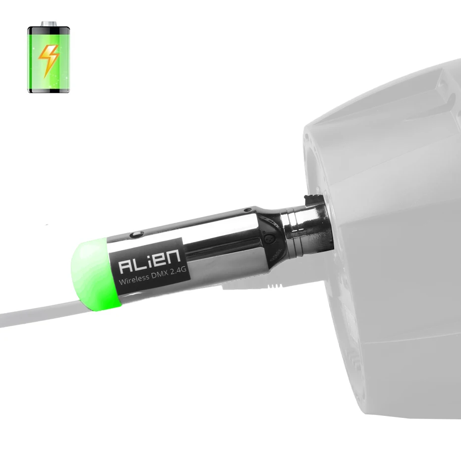 ALIEN 2.4G ISM DMX512 Dfi Controller Rechargeable Wireless Receiver Built-in Battery Transmitter 3 Pin XLR for DMX Stage Lights