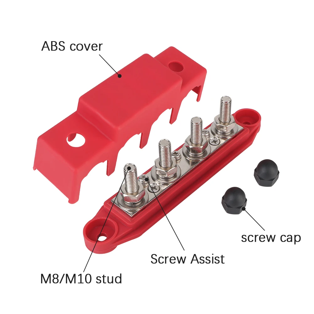 Power Distribution Block Bus Bar 48V 250A DC Power Distribution Block For Boat Truck RV Caravan Car M8 M10 Stud 5/16