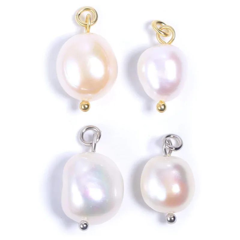 White Baroque Irregular Natural Freshwater Pearl Pendant DIY Accessories for Women 4