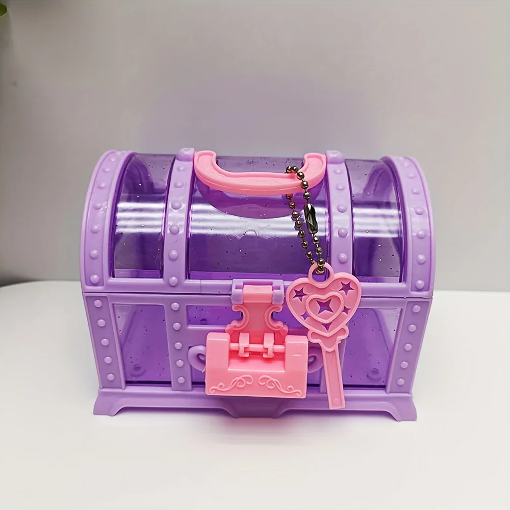 Mini Rose Jewelry Box Girls Jewelry Box with Lock Treasure Chest Shape Storage Case Container for Trinket Gifts Pretend Kids Toy 2