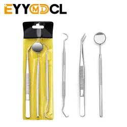Professional Stainless Steel Dental Cleaning Tool Kit - 3 - Piece Set with Mirrors and Tweezers (3pcs)