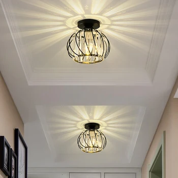 Modern Crystal Ceiling Light Lamp LED Semi Flush Mount Pendant Light Fixture Black 4