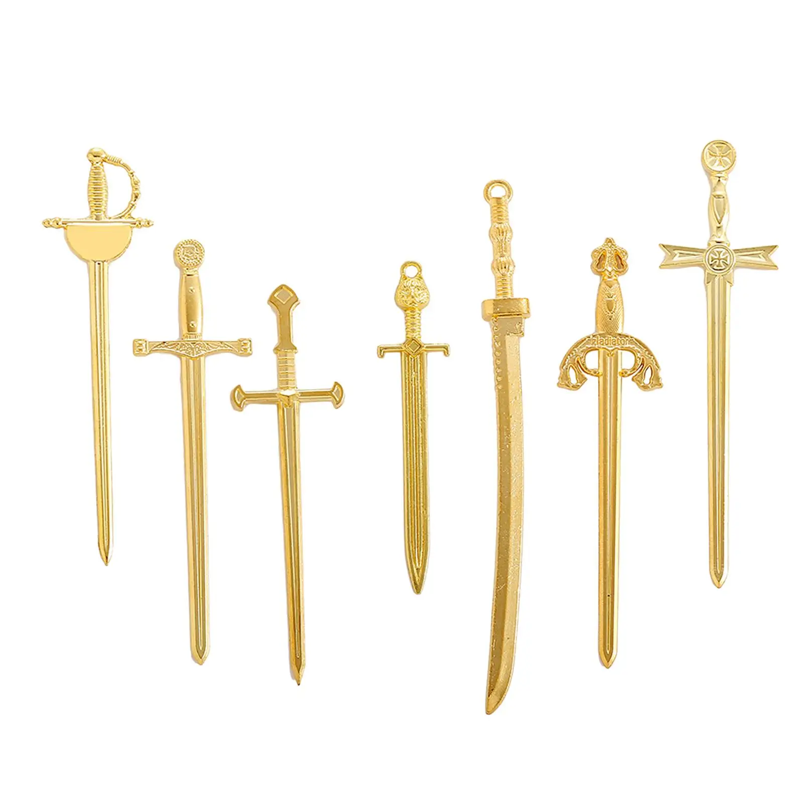 

7 Pieces Long Knife Charms Multi Size Alloy Sword Knife Charms for Bracelet Keyrings Decoration Bookmark DIY Accessories Gift