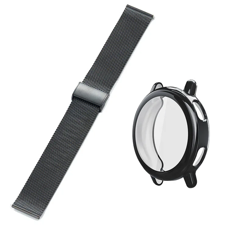 20mm Metal Watchband with TPU Soft Case Protector - Quick Install Bracelet Accessories