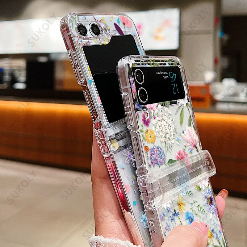 Flower Pattern Shockproof Clear Cover for Samsung Galaxy Z Flip Series