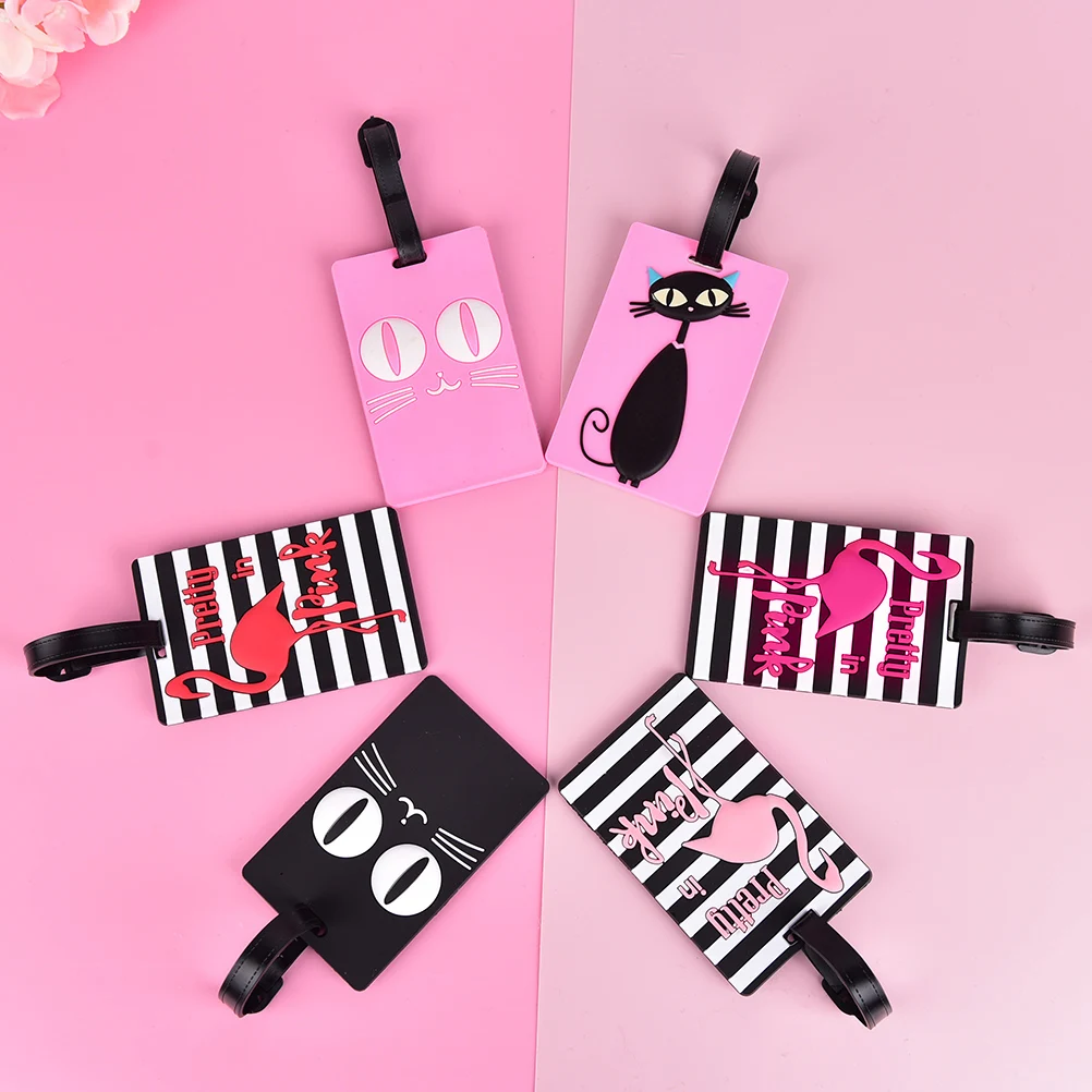 Cartoon Animal Flamingo ID Address Holder PU Leather Luggage Tag Baggage Boarding Tag Suitcase Portable Label Travel Accessories