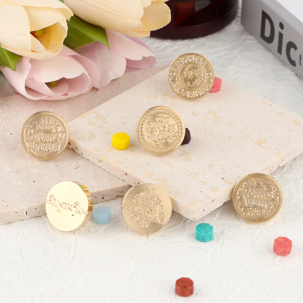 Wax Seal Stamp 25mm Round Brass for Christmas Wishes Thank You Theme Decorating Envelopes Parties Birthday