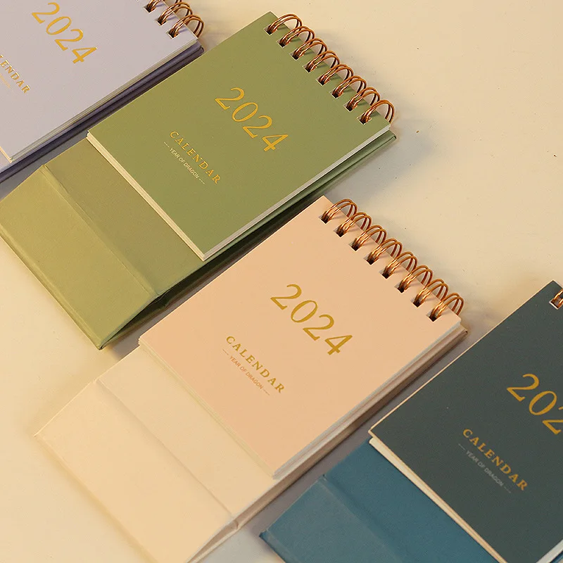 2024 Mini Desk Calendar Daily Scheduler Planner Yearly Agenda Desktop Calendar Cute Stationery Office Student School Supplies weekly monthly check list work plan square paper notebook diary agenda daybook cute ticket memo pads note to do list planner