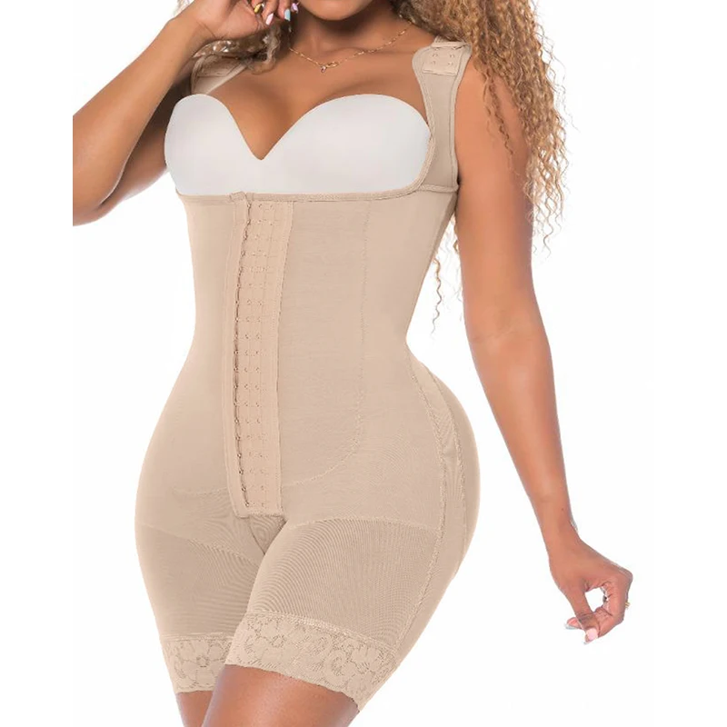 High Compression Full Body Shapewear With Hook And Eye Front Closure Shaper Adjustable Bra Slimming Bodysuit