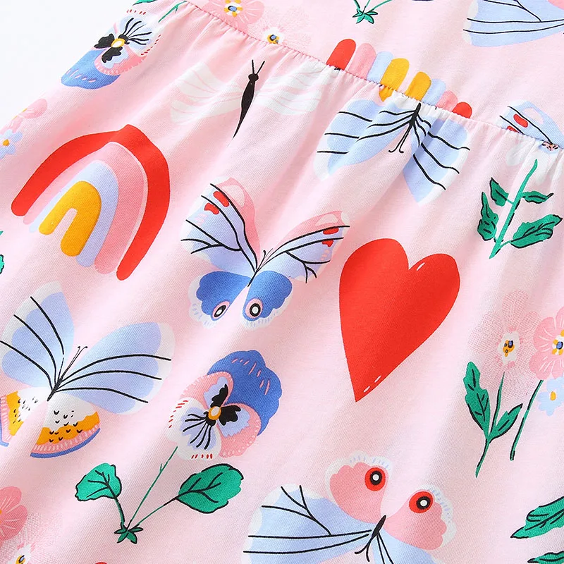 2025 Summer New Design Fashion Children's Clothing Kids Clothes Baby Girls Cotton Cartoon Rainbow Butterfly Dress