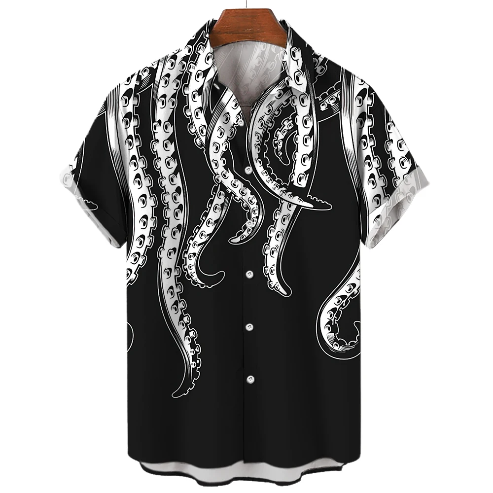 

Men's Shirt Animal Print Luxury Octopus Tentacle Pattern Fashion Casual Shirt For Men Oversized Top Mens Designer Clothes Camisa