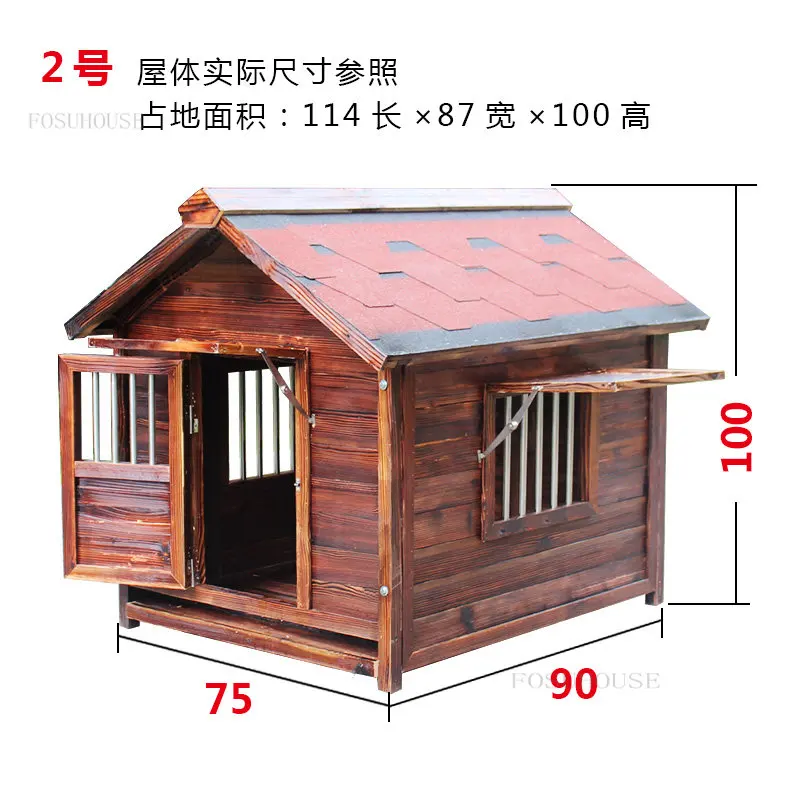 Perreras de madera maciza para exteriores, caseta a prueba de lluvia y  protector solar para perros, patio grande, casa de Villa, tipo jaula para  perros, perrera - AliExpress