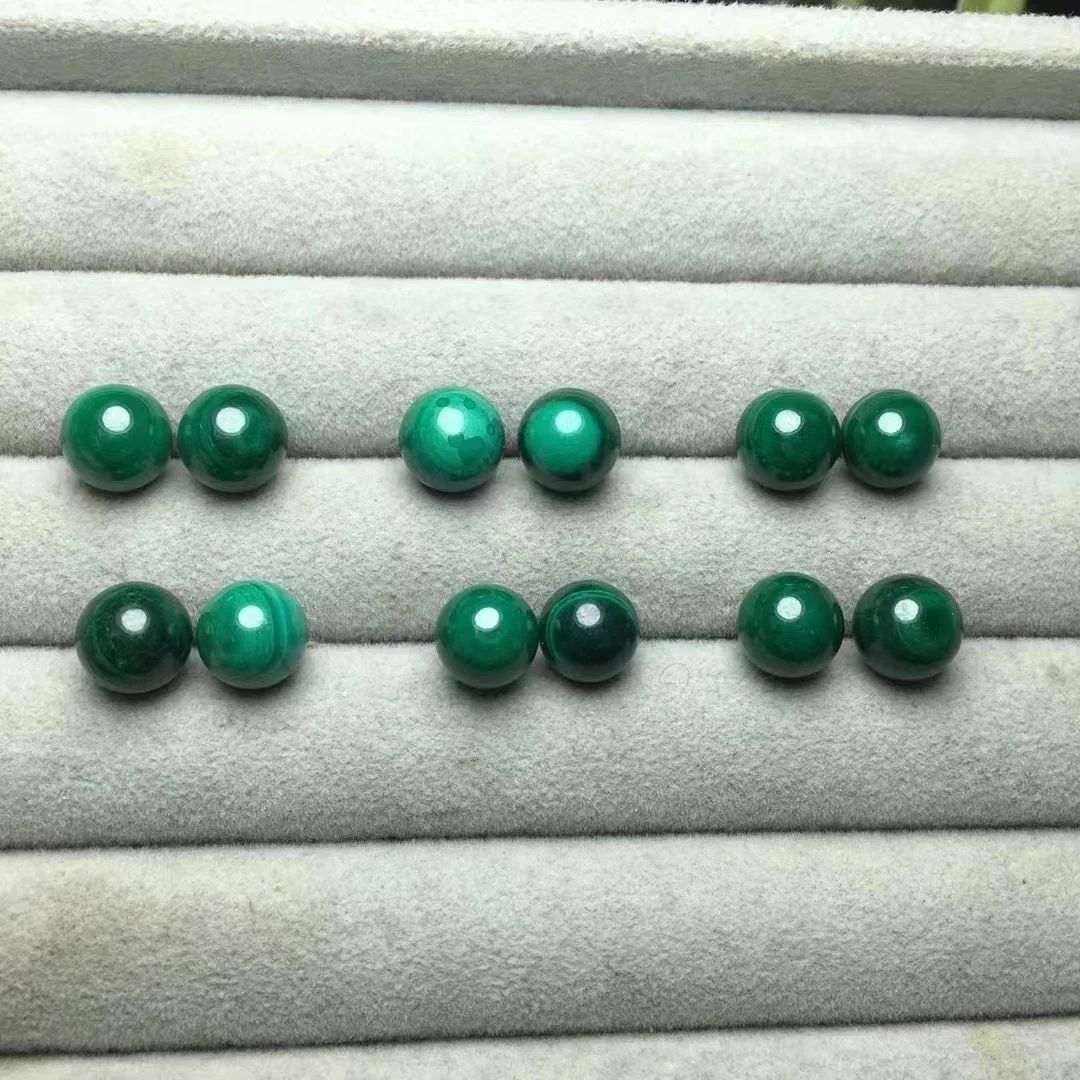 

1pair Natural Malachite Gemstone Earrings with 925 Silver Stud Dark Green Semi Precious Gemstone Earrings