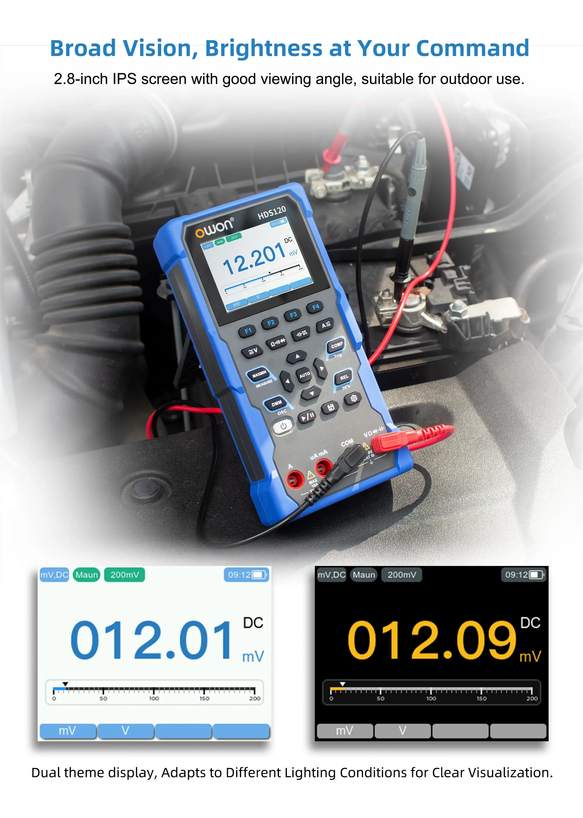 HDS120 Handheld Digital Oscilloscope Multimeter 2-in-1 20000 Count True Root Mea