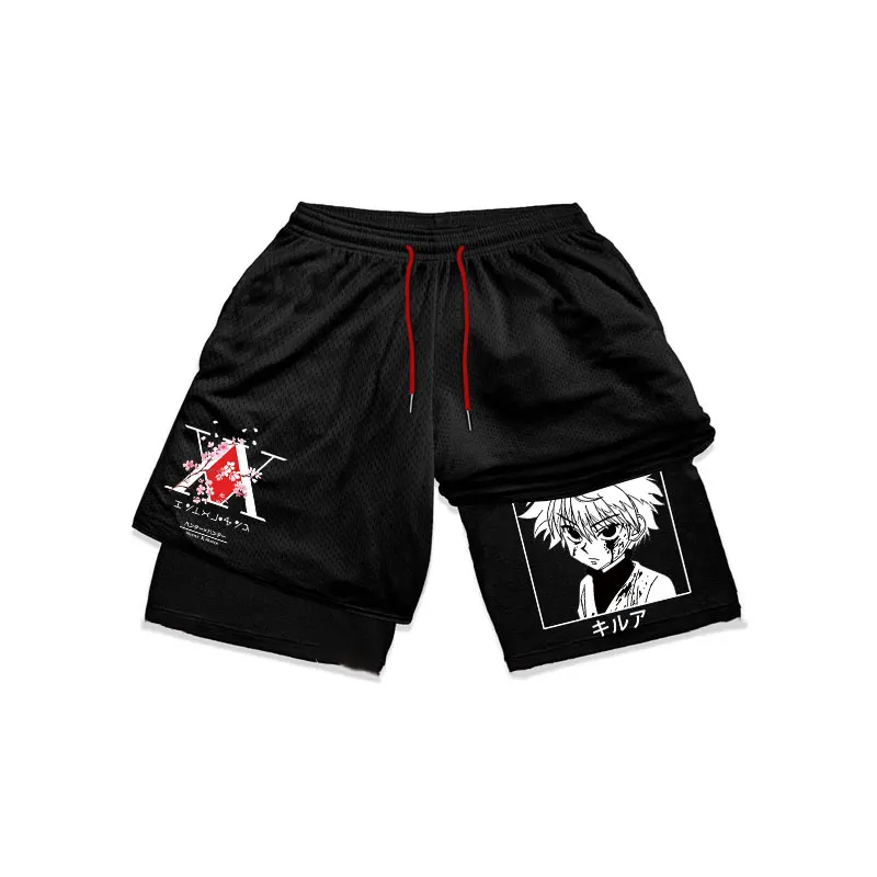 Anime Hunter X Hunter Gym Shorts Men 2 In 1 Quick Dry Performance Shorts Mesh Summer Bodybuilding Fitness Running Short Pants 3