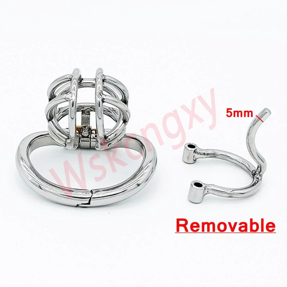 5MM PA Piercing Stainless Steel Chastity Cage Male Penis Lock Device Breathable Cock Ring Penis Fetish Restrain Sex Toys for Men