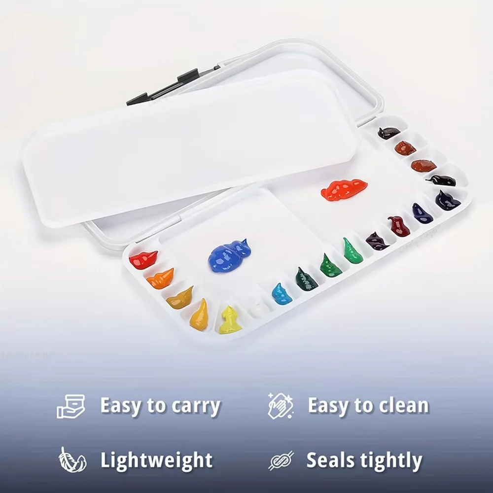 Watercolor Palette with Lid: 18 Wells Airtight Folding Paint Palette with Large Mixing Tray - Empty Acrylic Painting Art Pallet 3
