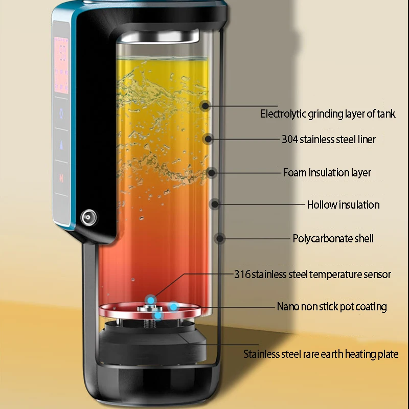 Portable Electric Car Heater Mug 380ml Stainless Steel Beverage Cup Egg Boiler Milk Cup Water Quality Testing Boiler