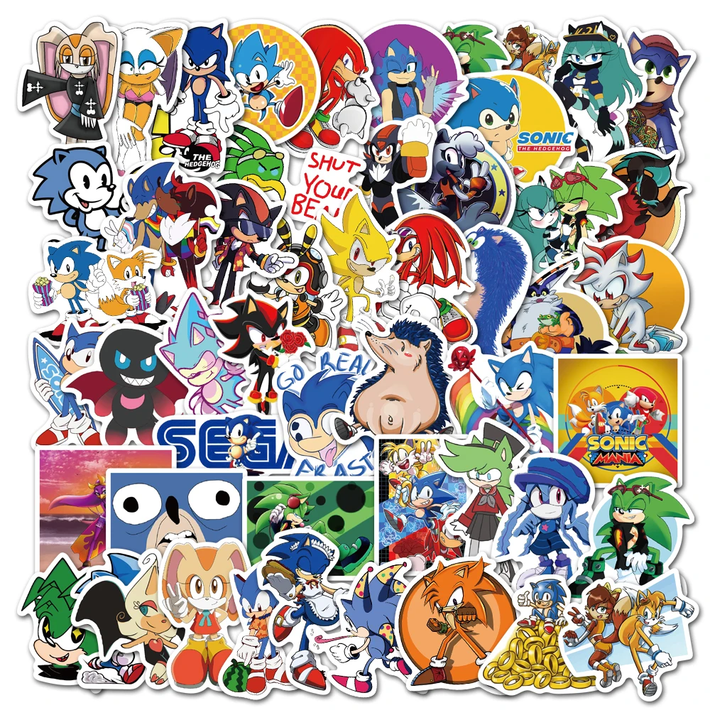 Cartoon Stickers-50pcs/Pack Sonic Creative The Hedgehog Refrigerator Graffiti Luggage Book Notebook Sticker Kids Gifts