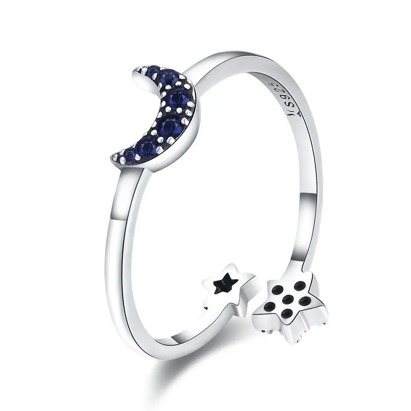 Elegant Adjustable Sterling Silver Zircon Open Ring