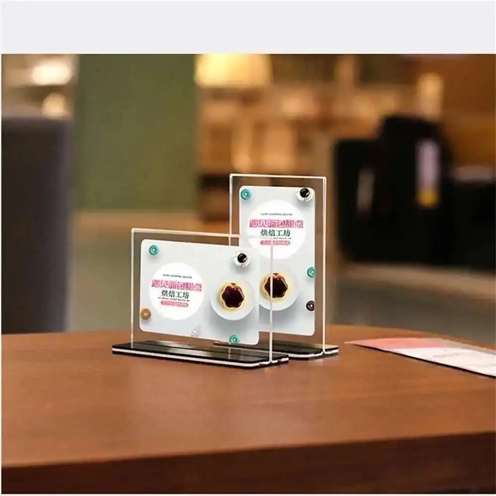 A5 t Shaped Double Sided Acrylic Photo Menu Paper Ad Poster Display Frame Acrylic Sign Holder Stand