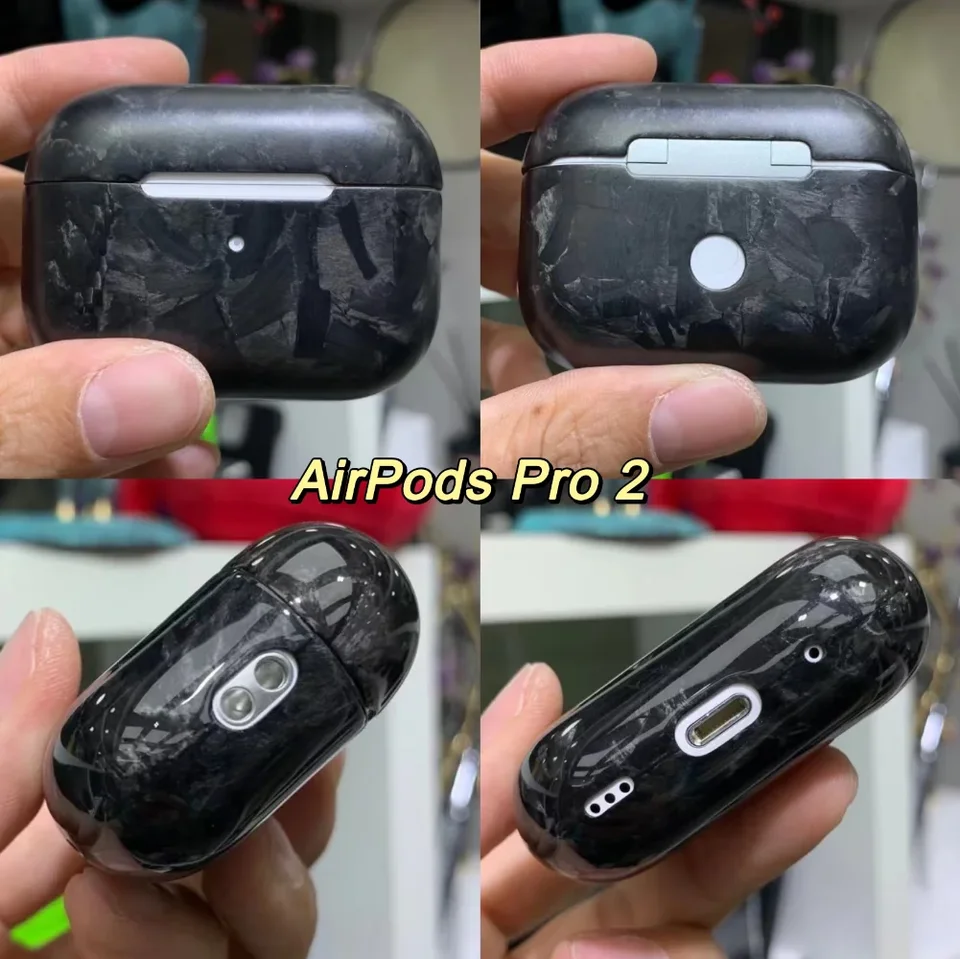【超美品】AirPods Pro 2 & 純カーボン100%ケース AirPods Pro2(第2世代)専用ケース 純カーボン100%使用