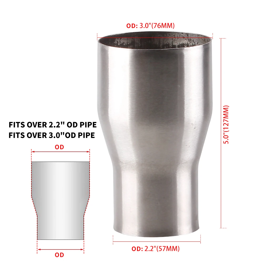 Riduttore Tubo Scarico Universale In Acciaio Inox, Diametro 63 Mm, Uscita 73/76/79 Mm, Per Auto E Moto