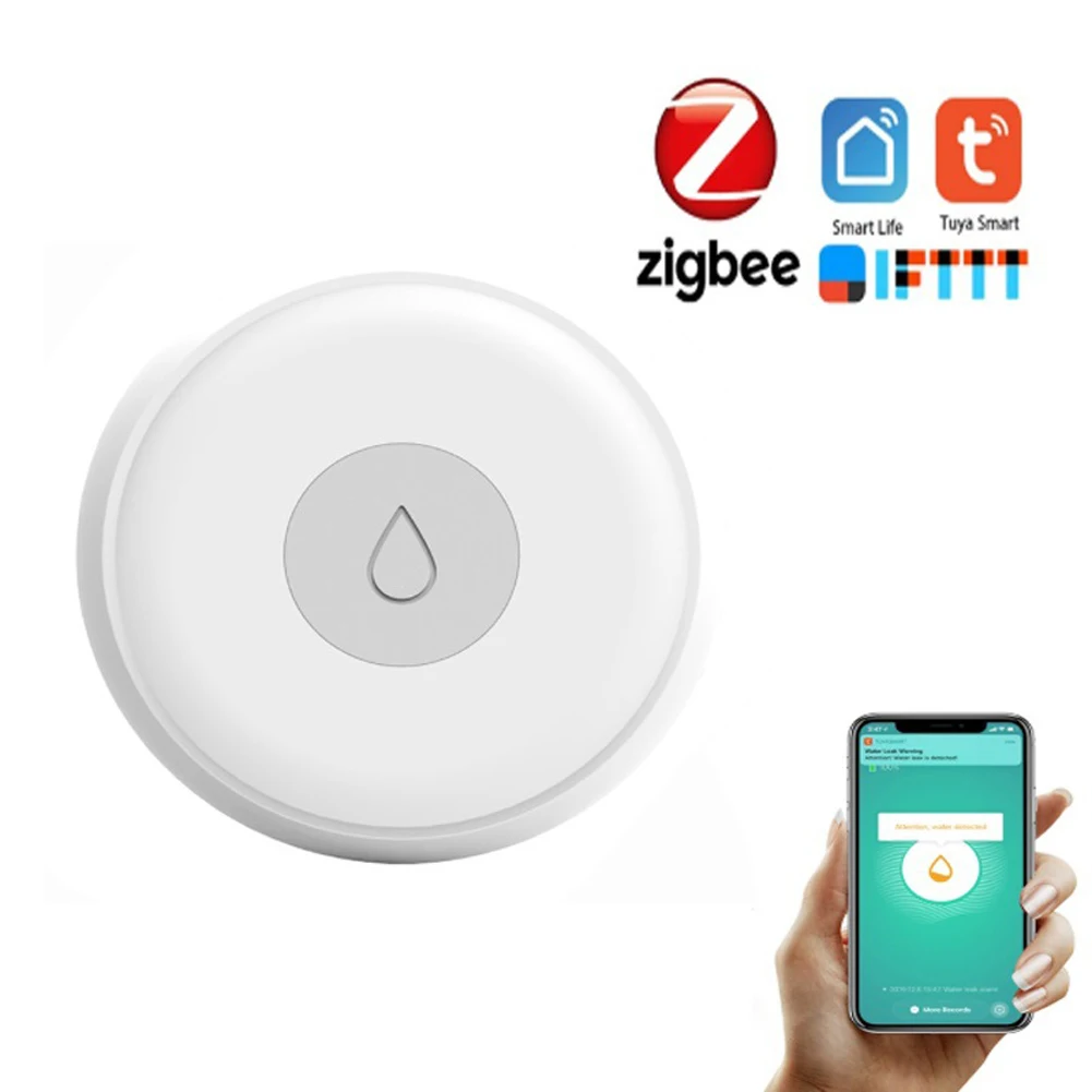 умный датчик утечки воды zigbee tuya беспроводной ip68 работает с приложением tuyasmart smart life детектор утечки датчик потока воды Датчик погружения в воду Tuya Zigbee, беспроводной датчик утечки воды